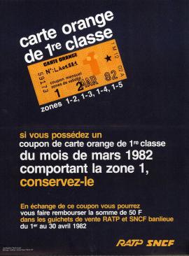 Affiche pour la carte orange de 1ère classe