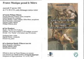 Dépliant "France Musique prend le métro"