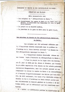 Origines du Métropolitain de Paris et le raccordement des grandes gares