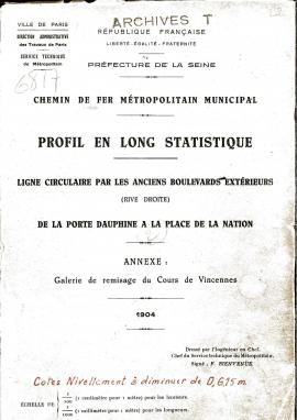 Profil en long statistique de la ligne circulaire par les anciens boulevards extérieurs de la porte Dauphine à la place de la Nation